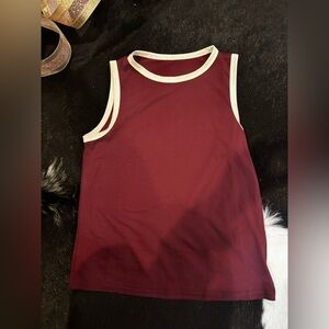 SHEIN Burgundy Tank Top with Cream Trim